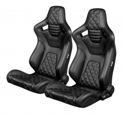 Braum Elite-X Series Diamond Edition Black Leatherette with Black Trim Sport Reclinable Seats