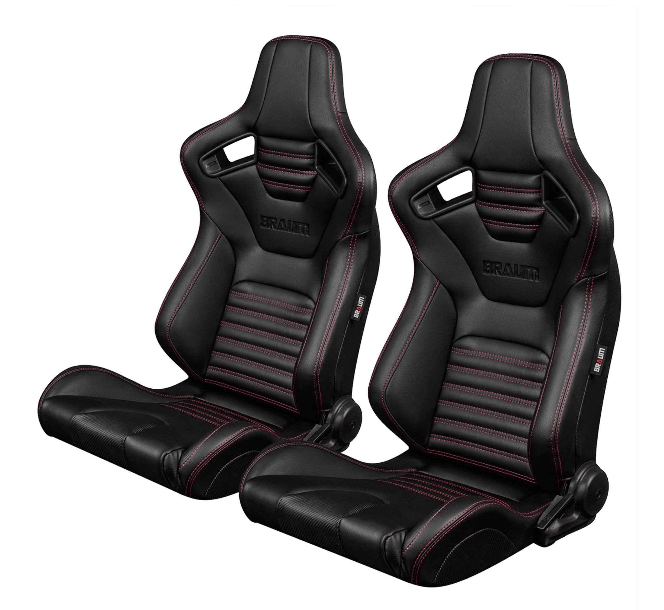 Braum Elite-X Series Black Leatherette with Red Stitching Sport Reclinable Seats