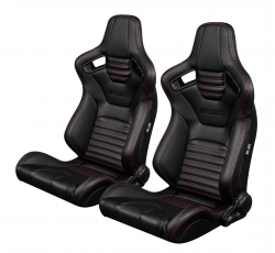 Braum Elite-X Series Black Leatherette with Red Stitching Sport Reclinable Seats