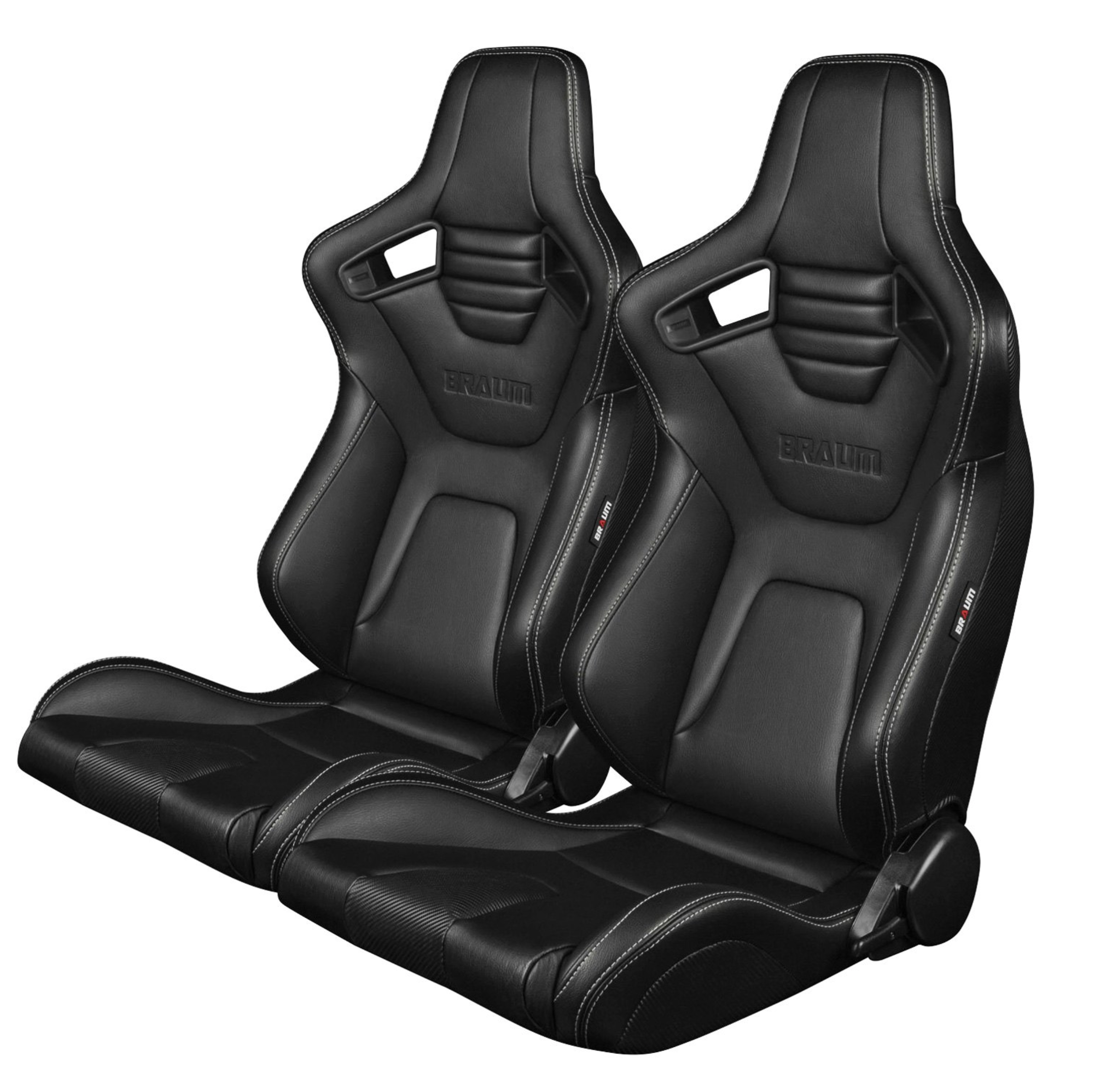 Braum Elite-X Series Black Leatherette with White Stitiching Sport Reclinable Seats