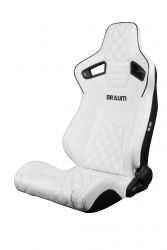 Braum Elite-X Series Diamond Edition White Leatherette with Black Trim Sport Reclinable Seats