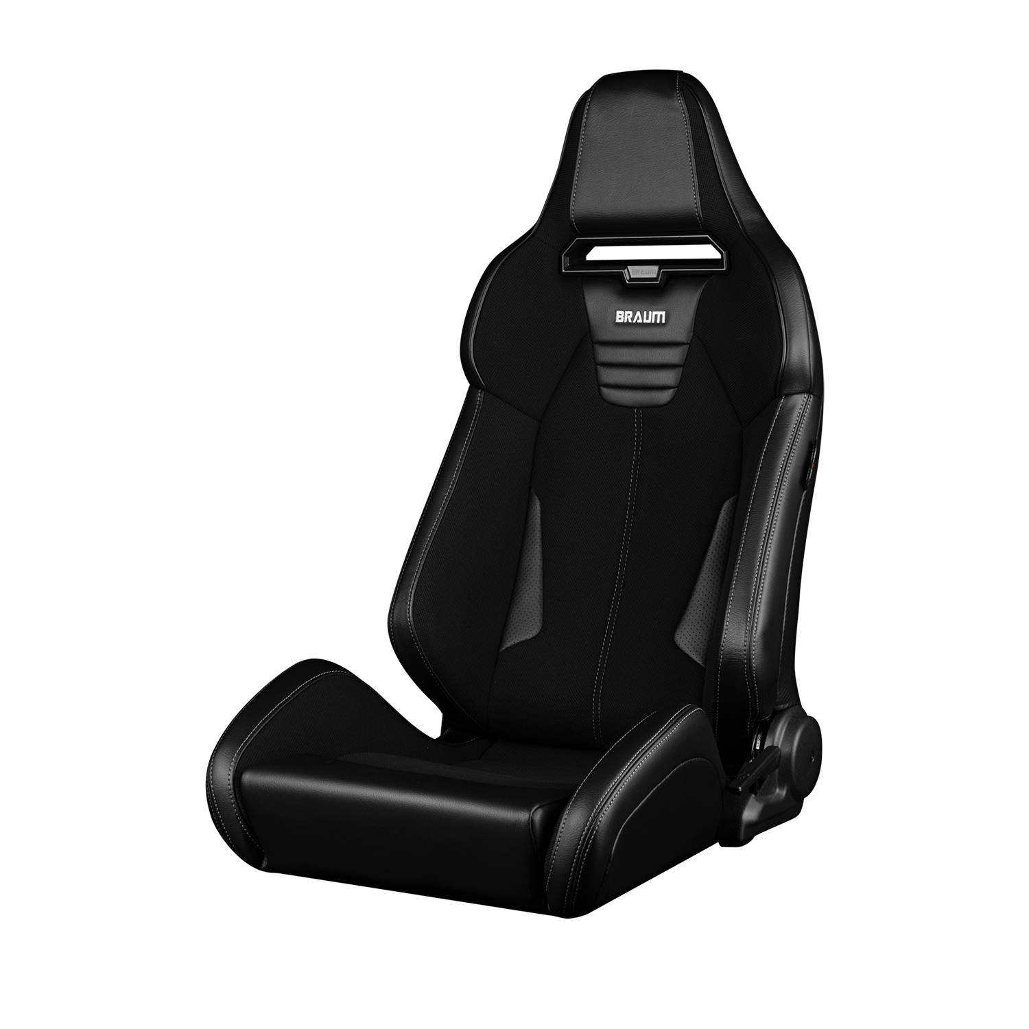 Braum Viper-X Series Black Polo with Black Leatherette and Grey Stitching Sport Reclinable Seats