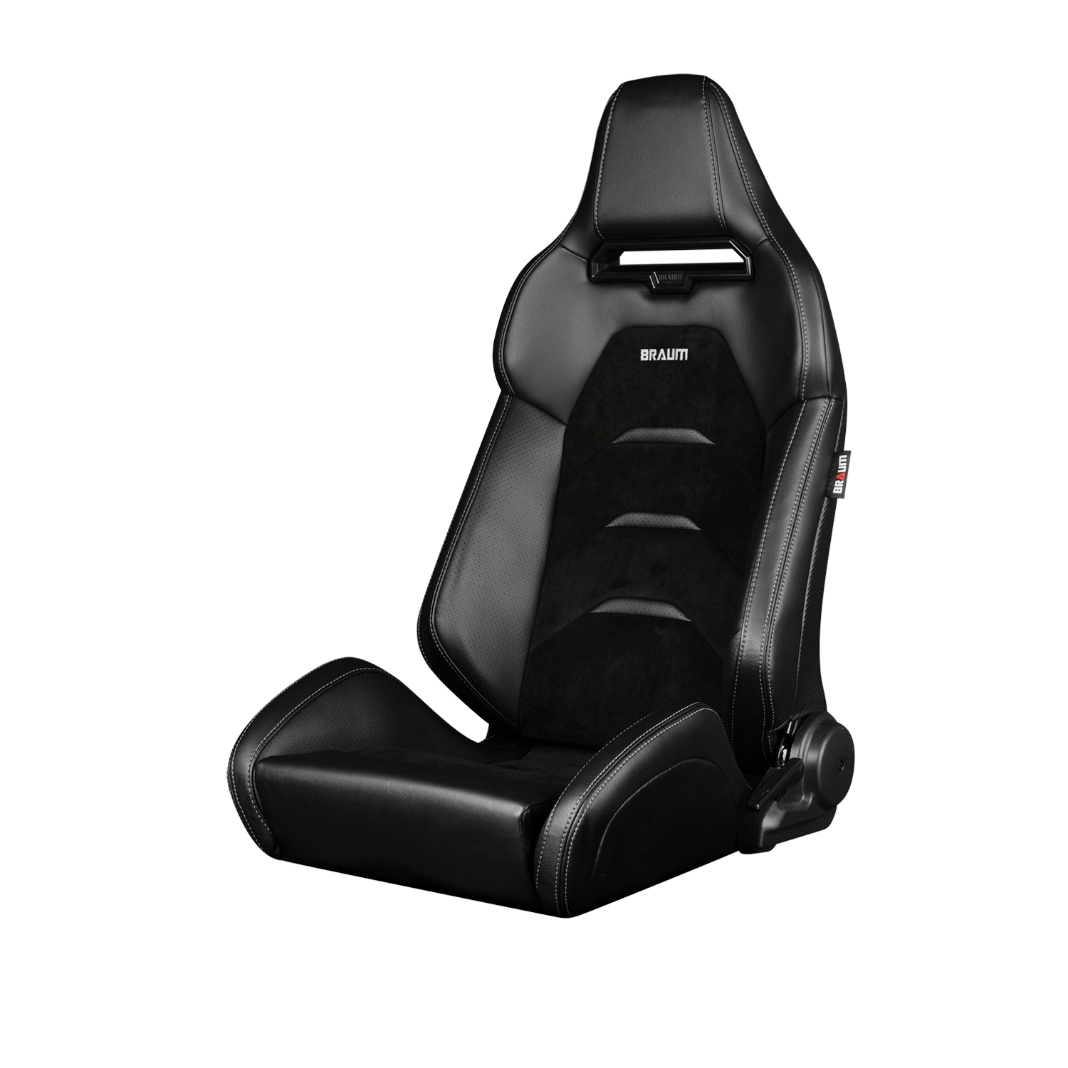 Braum Viper-X Series Black Leatherette with Alcantara Inserts and Black Trim Sport Reclinable Seats