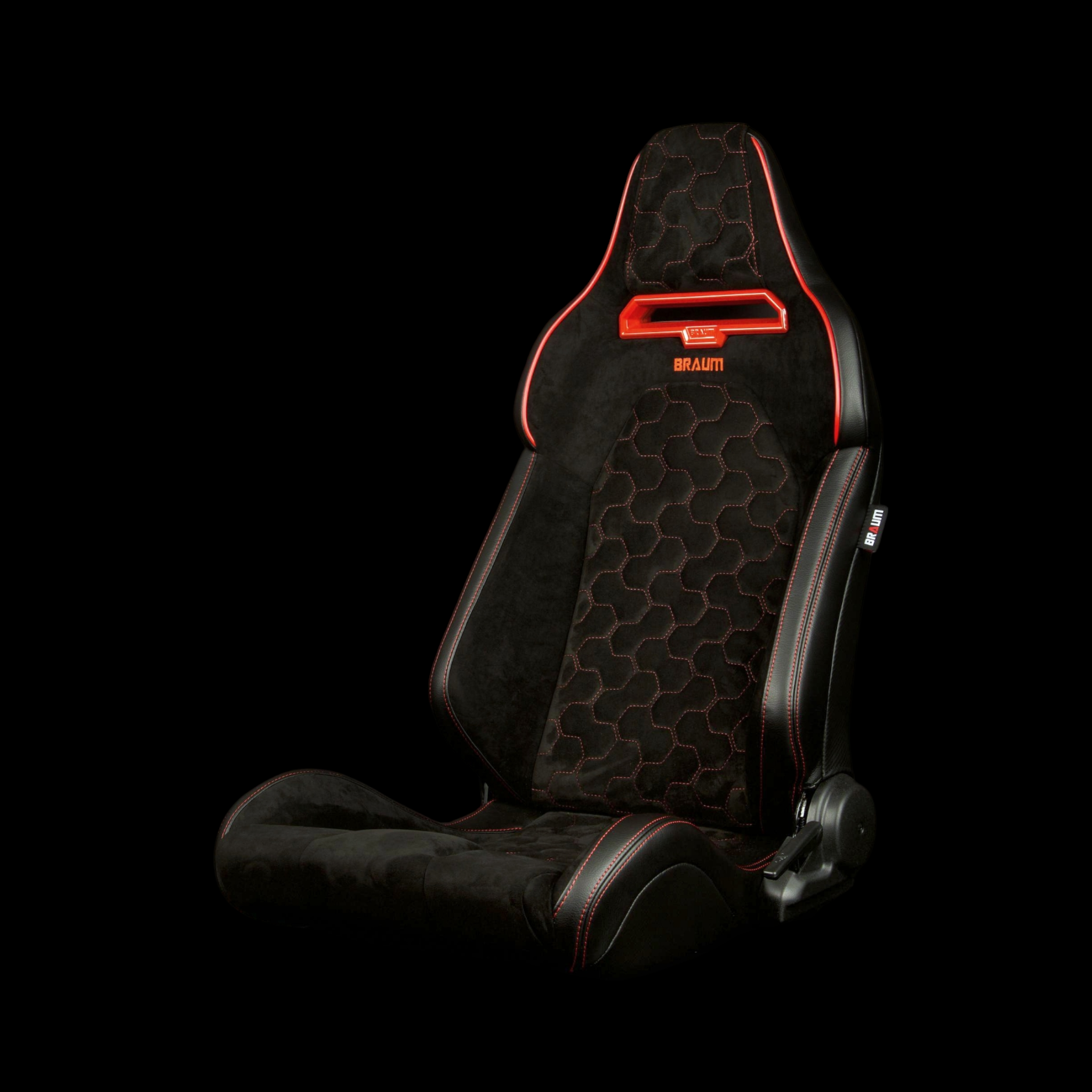 Braum Viper-X Series Black Alcantara with Honeycomb and Red Stitching Sport Reclinable Seats