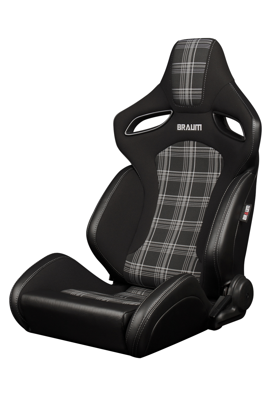 Braum Orue-S Series Black Leatherette with Grey Plaid Sport Reclinable Seats