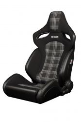 Braum Orue-S Series Black Leatherette with Grey Plaid Sport Reclinable Seats