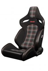 Braum Orue-S Series Black Leatherette with Red Plaid Sport Reclinable Seats