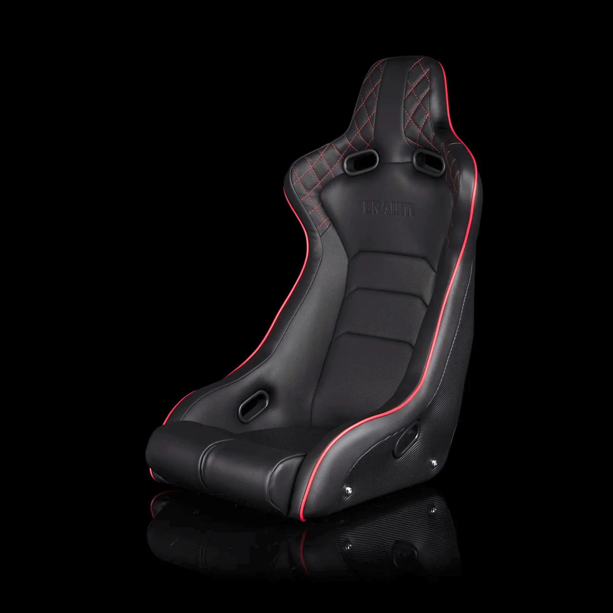 Braum Venom-X Black Leatherette with Diamond and Red Trim Fixed Back Bucket Seat