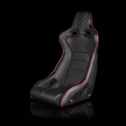 Braum Venom-X Black Leatherette with Diamond and Red Trim Fixed Back Bucket Seat