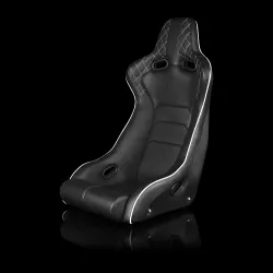 Braum Venom-X Series Black Leatherette with Diamond and White Trim Fixed Back Bucket Seat