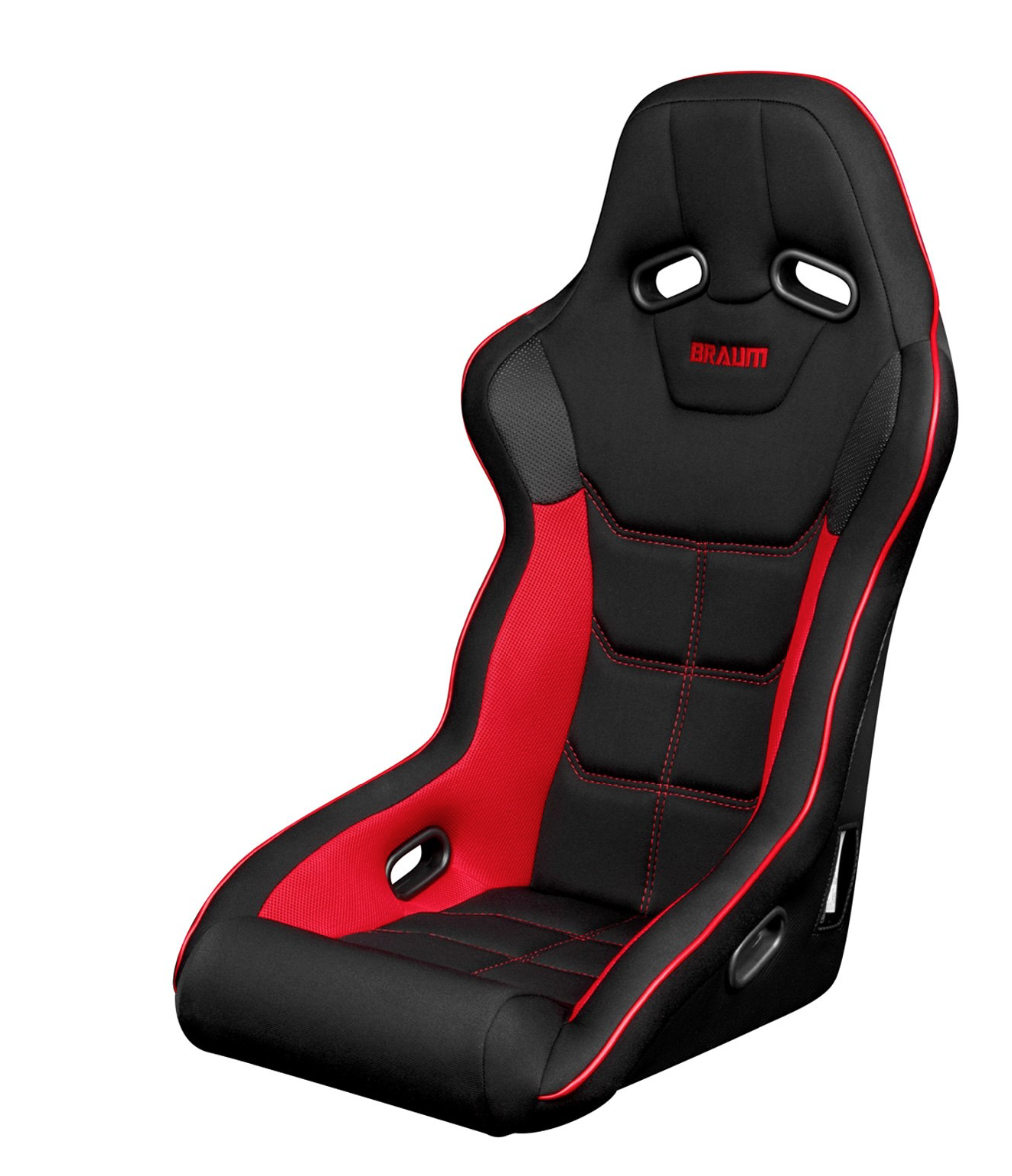 Braum Falcon-X Series Black Cloth with Red Trim FIA Certified Fixed Back Racing Seat