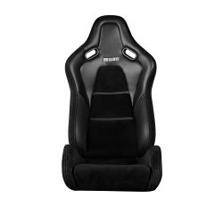Braum Falcon-S Black Leatherette and Alcantara with Carbon Kevlar Composite Reclinable FRP Seats