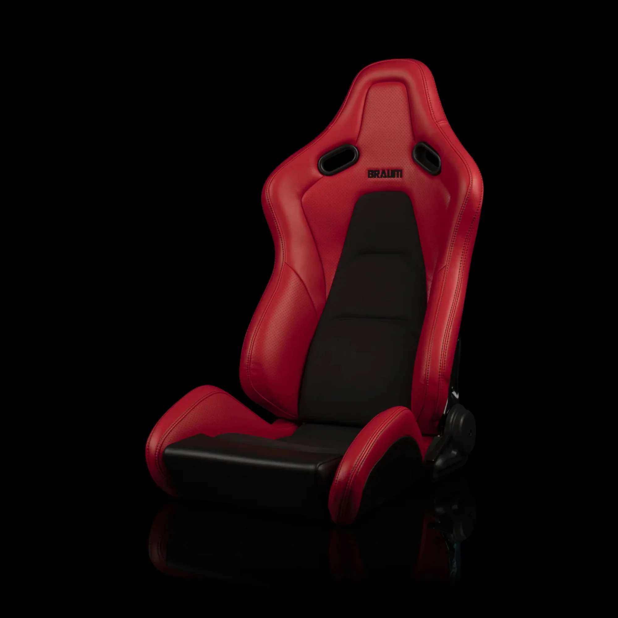 Braum Falcon-S Series Red Letherette with Black Alcantara and Stitching Reclinable Composite Seats