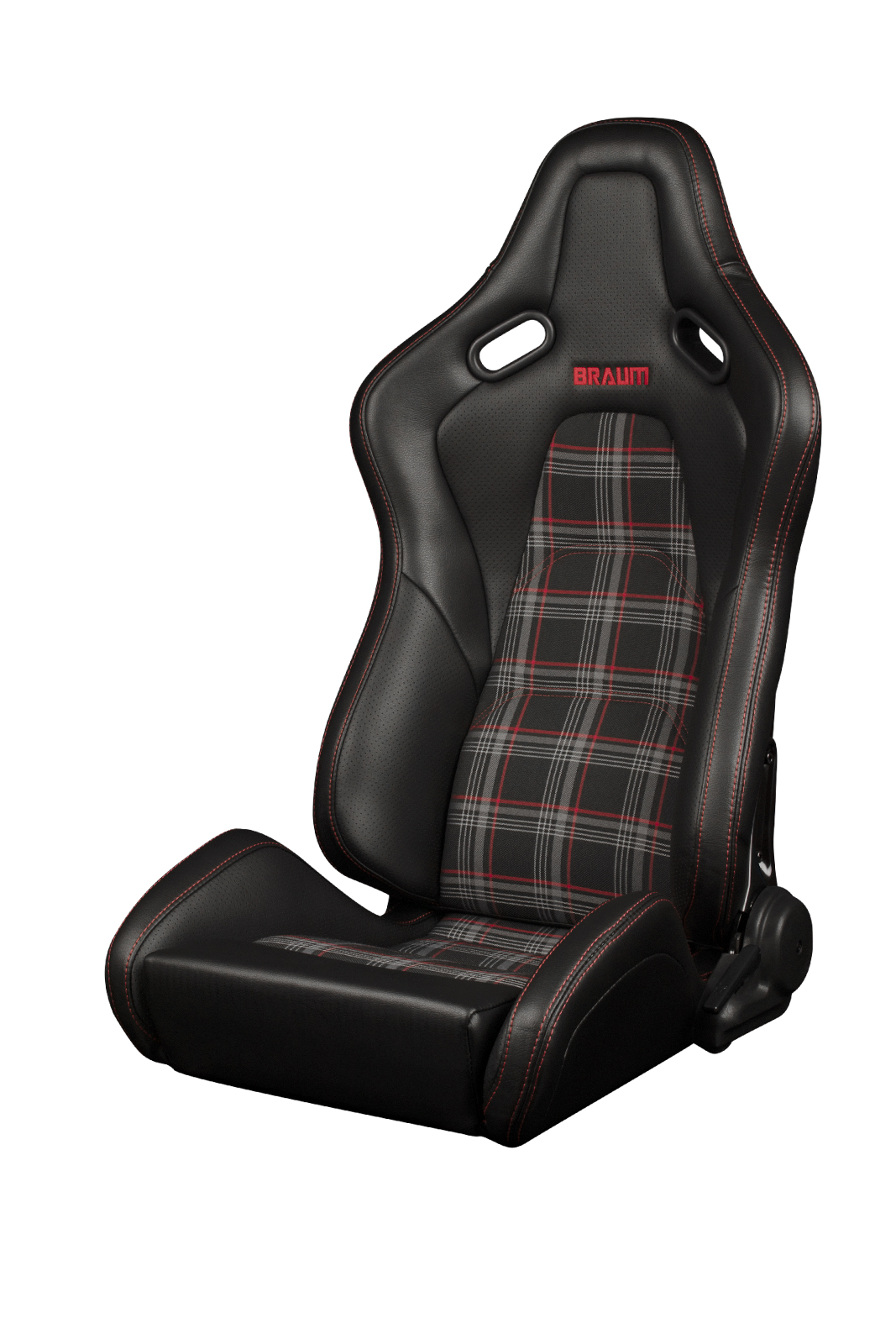 Braum Falcon-S Series Black Leatherette with Red Paid Reclinable FRP Composite Seats