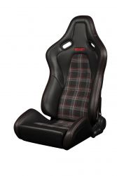 Braum Falcon-S Series Black Leatherette with Red Paid Reclinable FRP Composite Seats