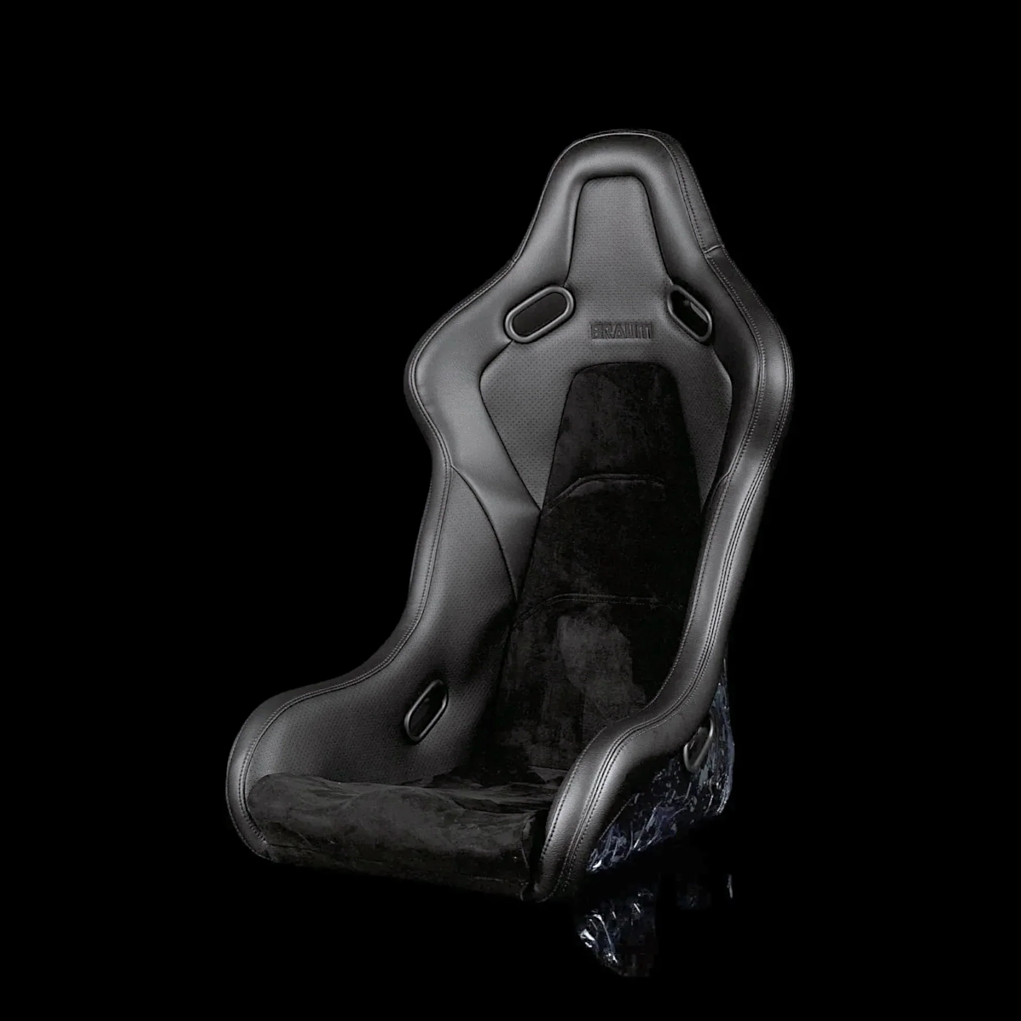 Braum Falcon-S Series Black Leatherette with Alcantara and Carbon Composite Fixed Back Bucket Seat