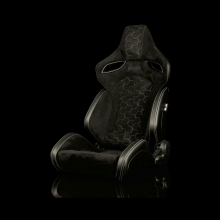 Braum ORUE-S Series Black Leatherette with Honeycomb Alcantara and White Stitching Reclinable Seats Braum ORUE-S Series Black Leatherette with Honeycomb Alcantara and White Stitching Reclinable Seats
