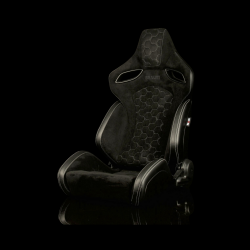 Braum ORUE-S Series Black Leatherette with Honeycomb Alcantara and White Stitching Reclinable Seats