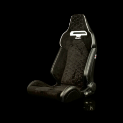 Braum Viper-X Series Black Alcantara with Honeycomb and White Stitching Reclinable Seats