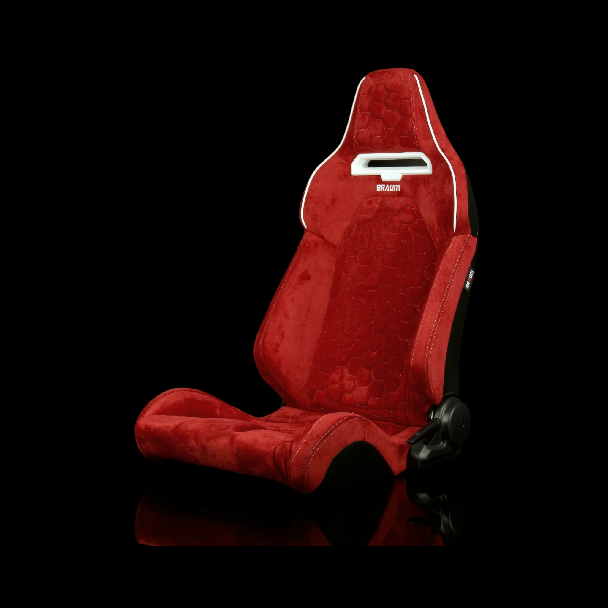 Braum Viper-X Series Red Alcantara with Honeycomb and White Stitching Sport Reclinable Seats