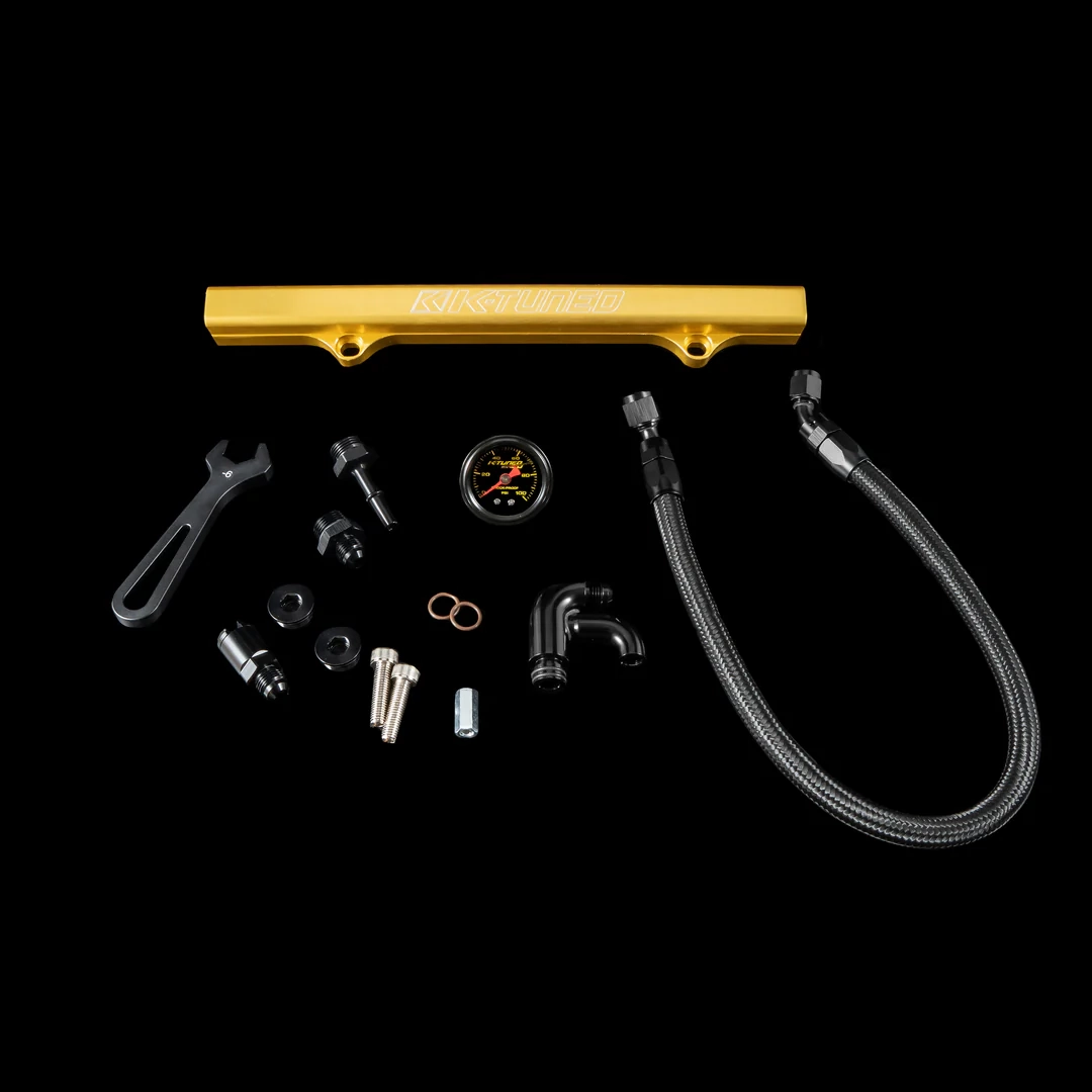 K-Tuned Gold Center Feed Fuel Rail Kit with Gauge