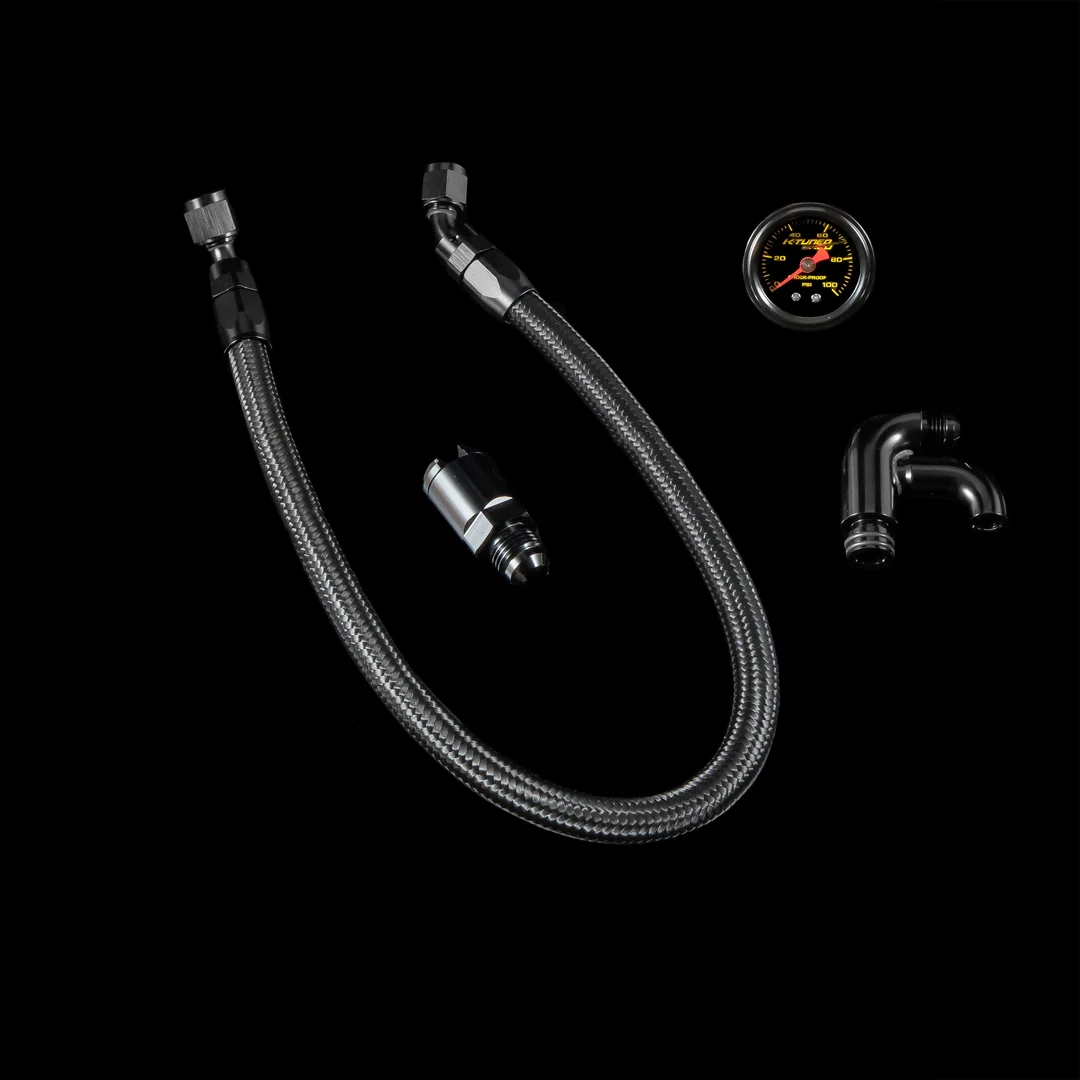 K-Tuned Center Feed Fuel Rail Fuel Line with Gauge and Fittings