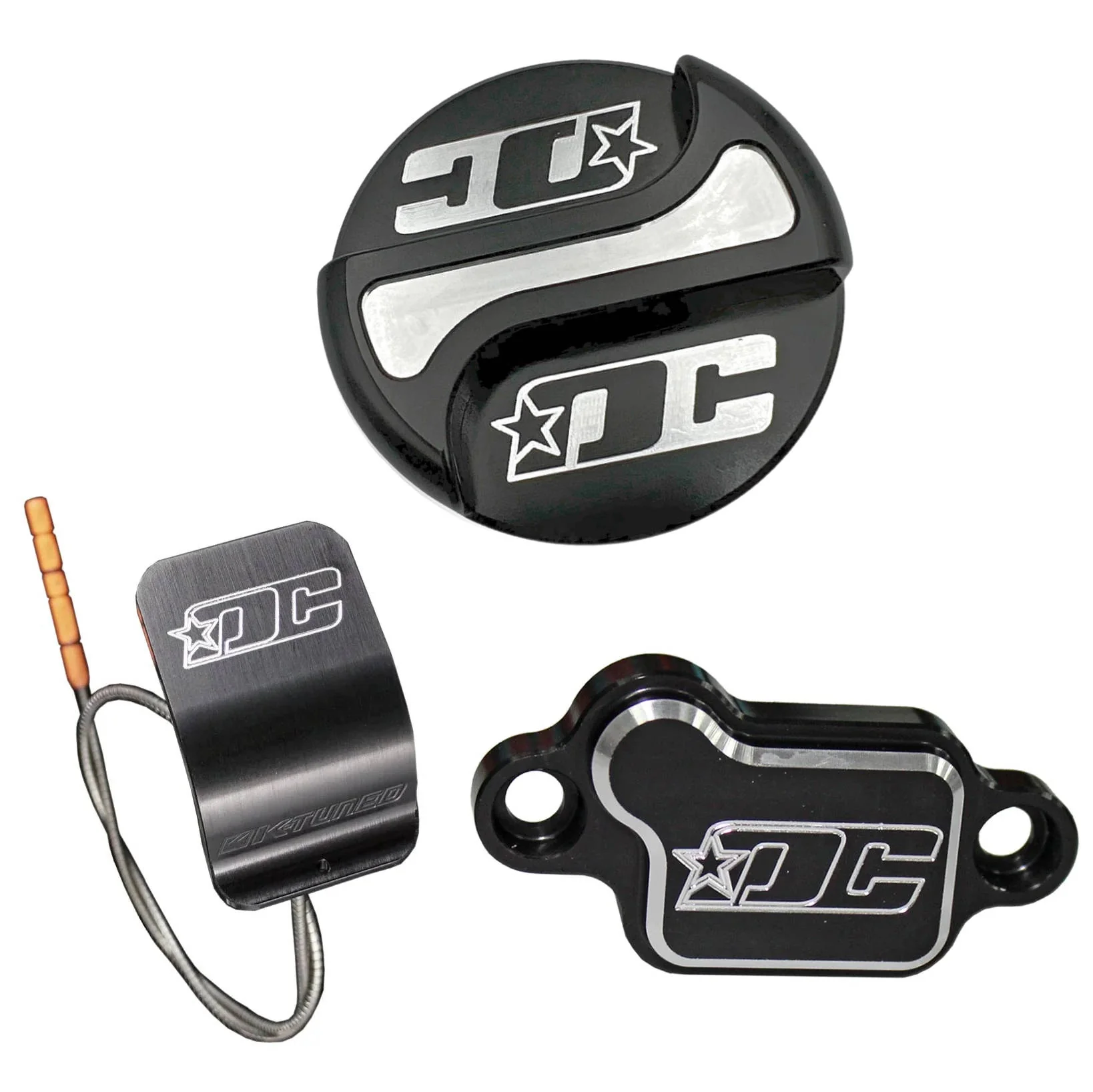 Drag Cartel Black K20 Billet Oil Dip Stick, V2 Oil Cap, and VTC Strainer Special