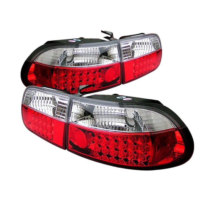 Spyder 92-95 Civic Hatchback LED Tail Lights Red Clear