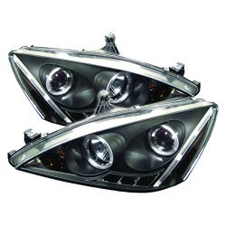 Spyder 03-07 Accord Projector Headlights LED Halo Amber Reflector Black