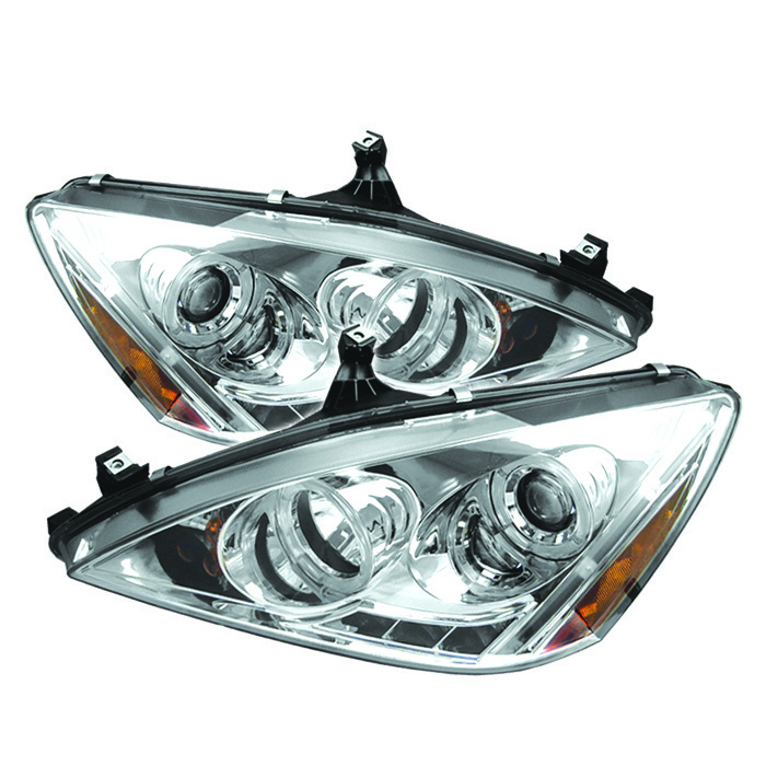 Spyder 03-07 Accord Projector Headlights LED Halo Amber Reflector LED Chrome