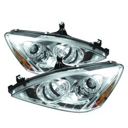 Spyder 03-07 Accord Projector Headlights LED Halo Amber Reflector LED Chrome