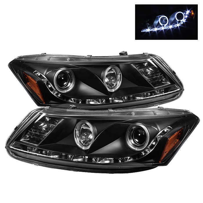 Spyder 08-12 Accord Sedan Projector Headlights LED Halo DRL Black