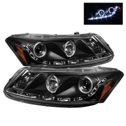 Spyder 08-12 Accord Sedan Projector Headlights LED Halo DRL Black