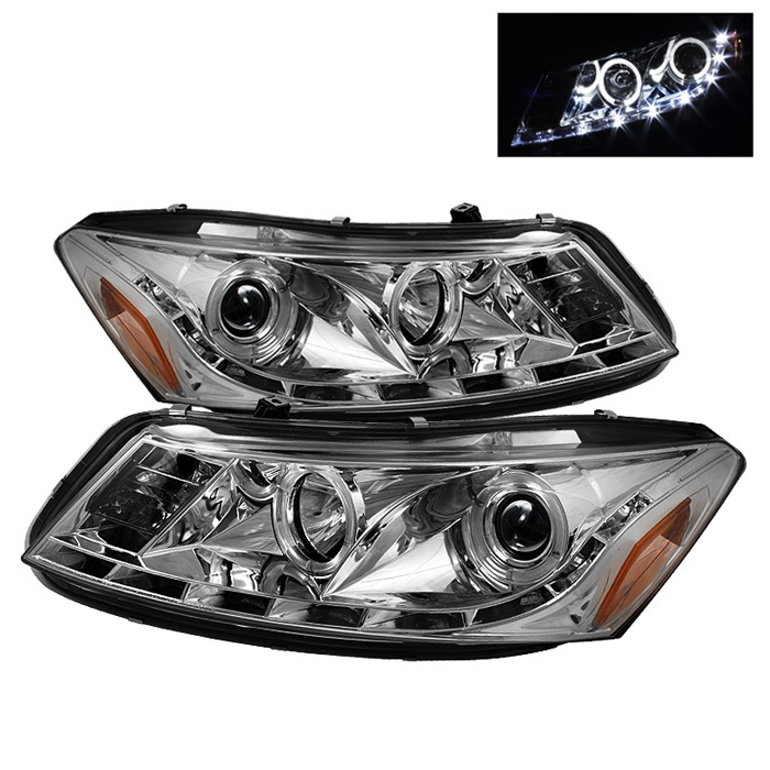 Spyder 08-12 Accord Sedan Projector Headlights LED Halo DRL Chrome