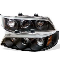 Spyder 94-97 Accord Projector Headlights LED Halo Amber Reflector Black