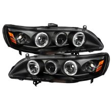 Spyder 98-02 Accord Projector Headlights LED Halo Amber Reflector Black