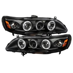 Spyder 98-02 Accord Projector Headlights LED Halo Amber Reflector Black