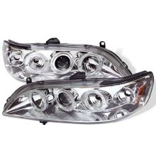 Spyder 98-02 Accord Projector Headlights LED Halo Amber Reflector Chrome