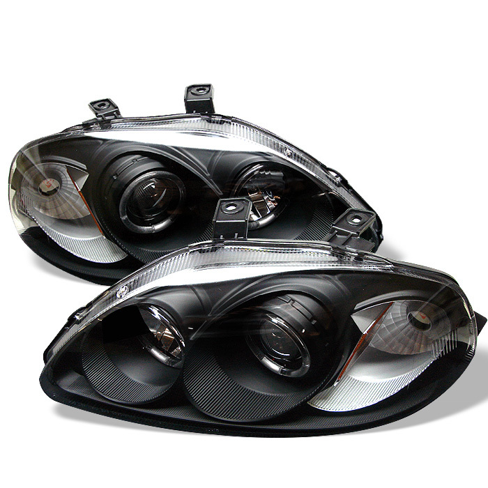 Spyder 96-98 Civic  LED Halo Black Projector Headlights