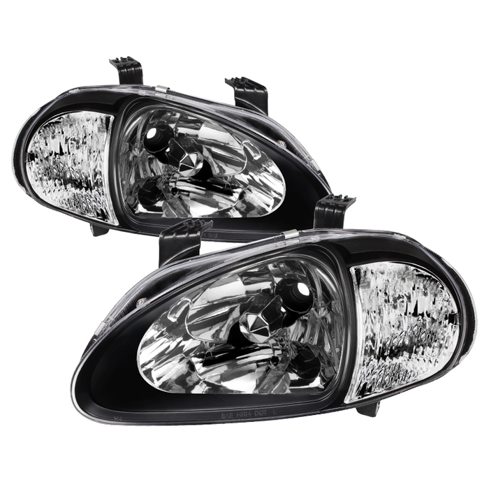 Xtune 93-97 Del Sol Crystal Headlights Black