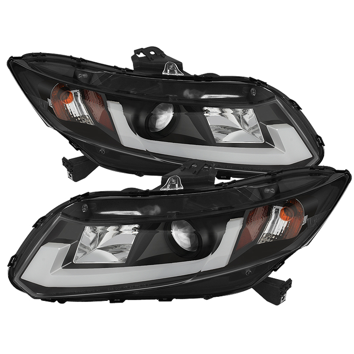 Spyder 12-13 Civic DRL Light Bar Black Projector Headlights