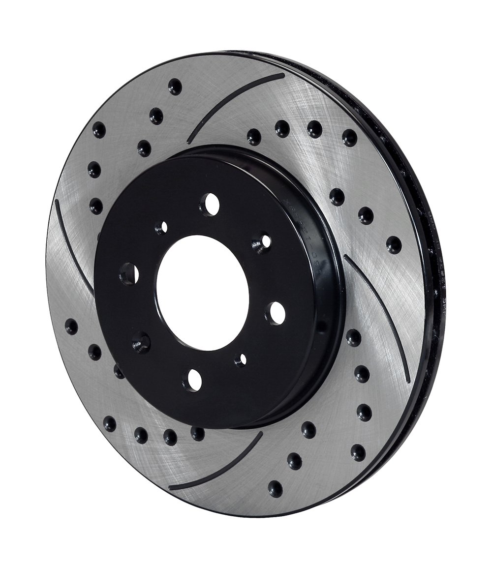 Wilwood 262mm Passenger Side SRP Drilled and Slotted Black Electro Coat Rotor and Hat