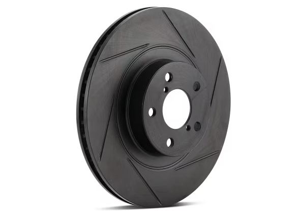 R1 Concepts 04-08 TL Front Driver Slotted Black Brake Rotor