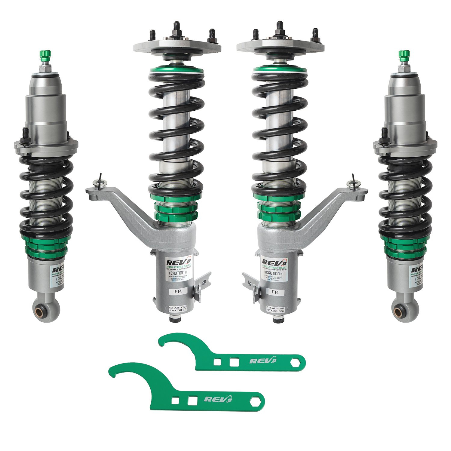 Rev9Power 01-05 Civic EM2 Hyper-Street 3 Coilover Kit with Inverted Shocks and Extended Top Hats