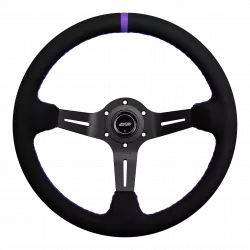 DND 350mm Alcantara Black 75mm Deep Purple Stitching Race Steering Wheel