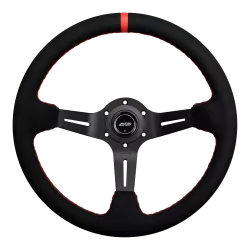 DND 350mm Alcantara Black 75mm Deep Red Stitching Race Steering Wheel