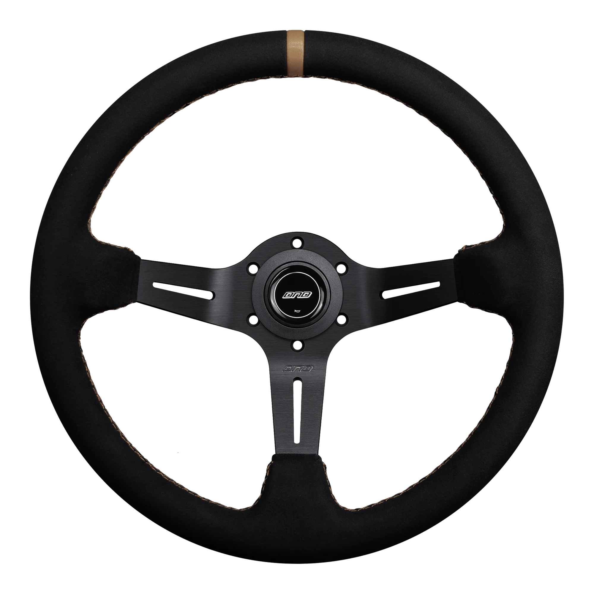 DND 350mm Alcantara Black 75mm Deep Tan Stitching Race Steering Wheel