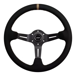 DND 350mm Alcantara Black 75mm Deep Tan Stitching Race Steering Wheel