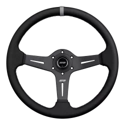 DND 350mm Perforated Leather 60mm Deep Grey Stitching Carbon Spoke Race Steering Wheel