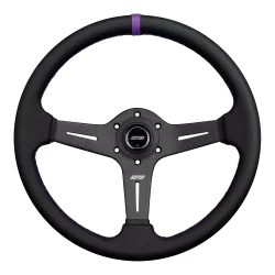 DND 350mm Perforated Leather 60mm Deep Purple Stitching Carbon Spoke Race Steering Wheel